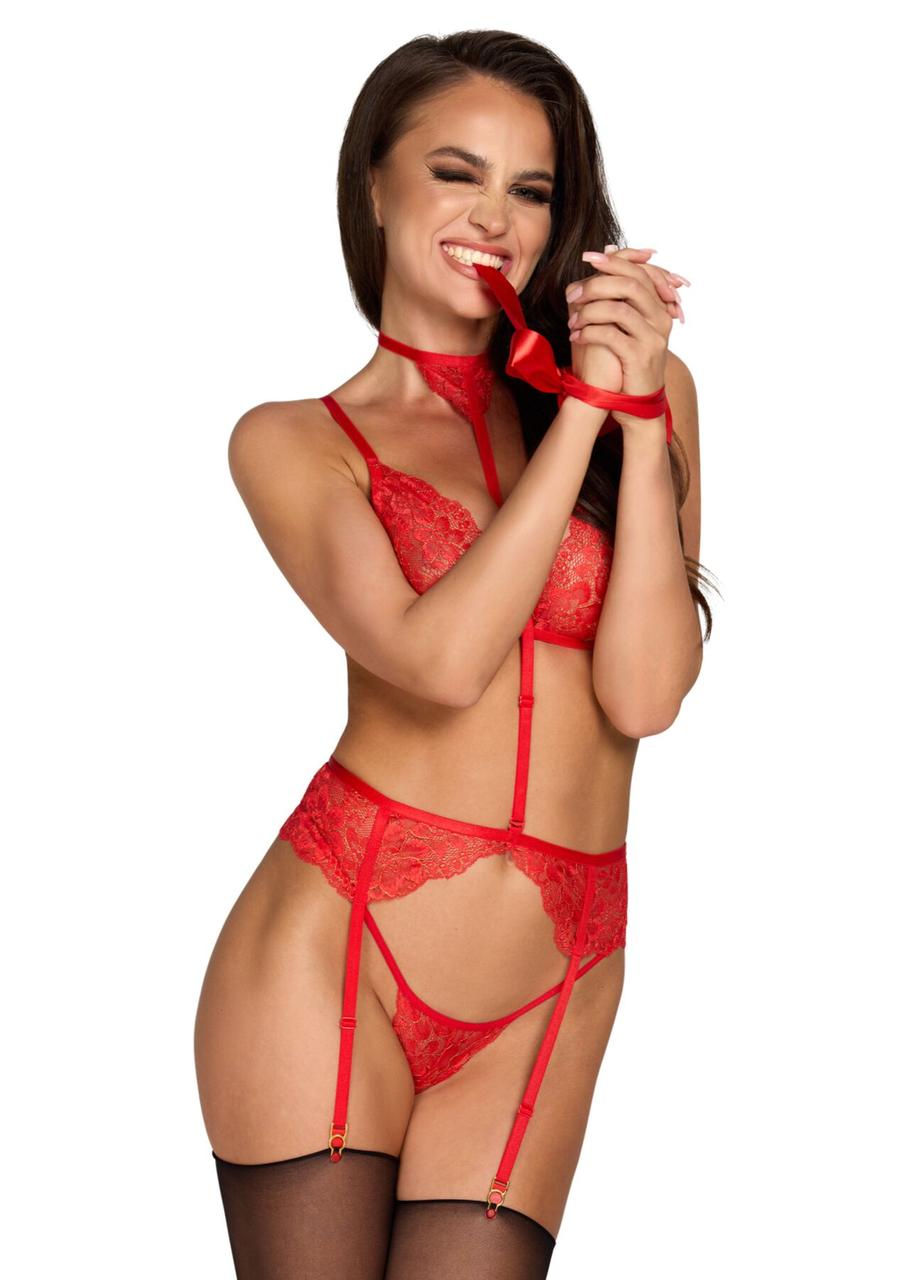 Комплект Kissable Bondage Kiss Set Red L/XL, фото 1
