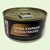 Вологий корм AnimAll для котів з качкою та куркою 80 г, натуральні м’ясні консерви без ГМО, фото 2