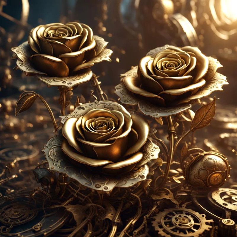 Алмазна мозаїка Золоті троянди DMF-483 (40 x 40 см) на підрамнику, фото 1