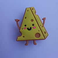 Джибітси, jibbitz на крокси, прикраси, значки для кроксів, тематика фаст-фуд. Шматочок сиру з ручками