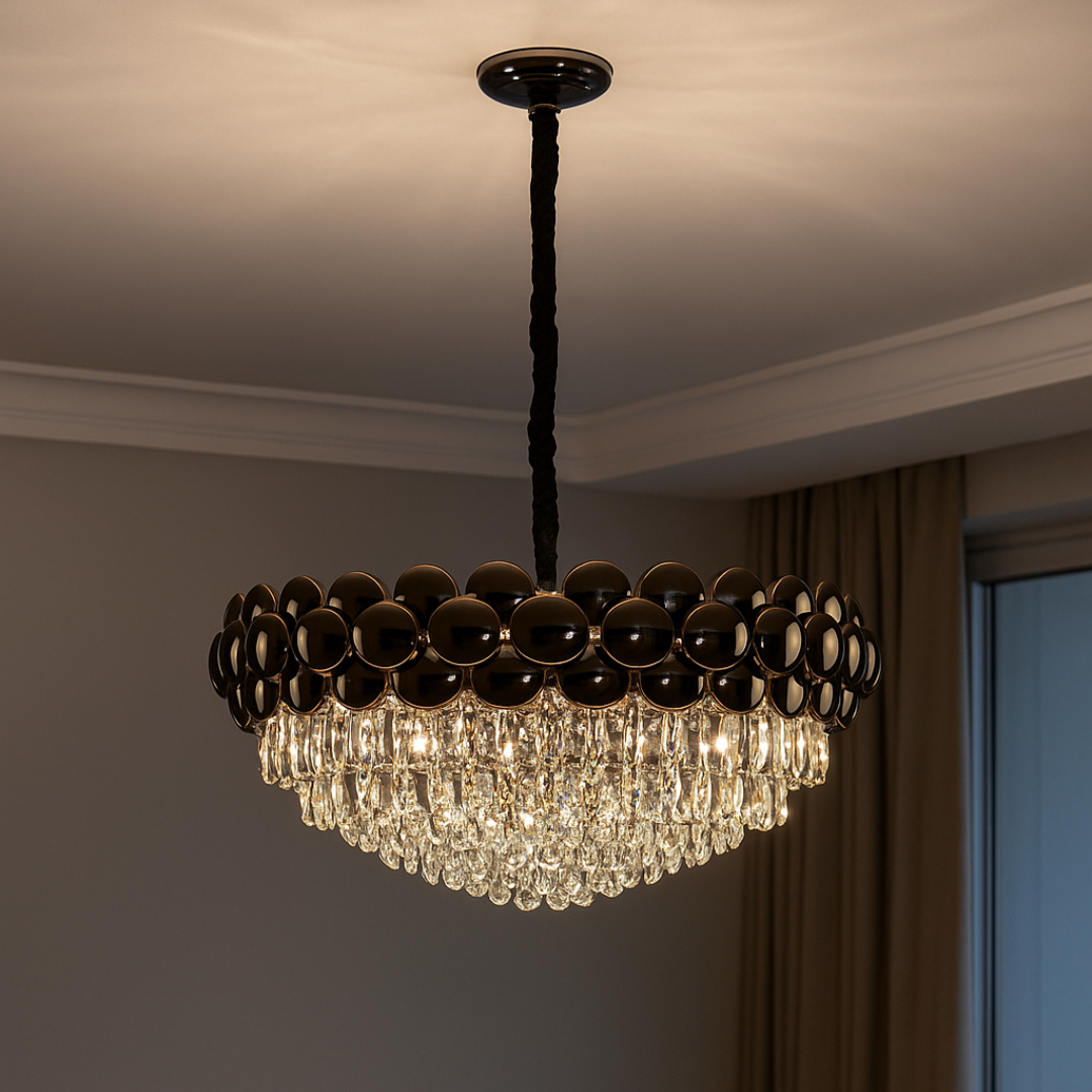 Сучасна кришталева люстра Diasha цоколь ламп 19 шт колір Чорний хром QS6608/800BHR