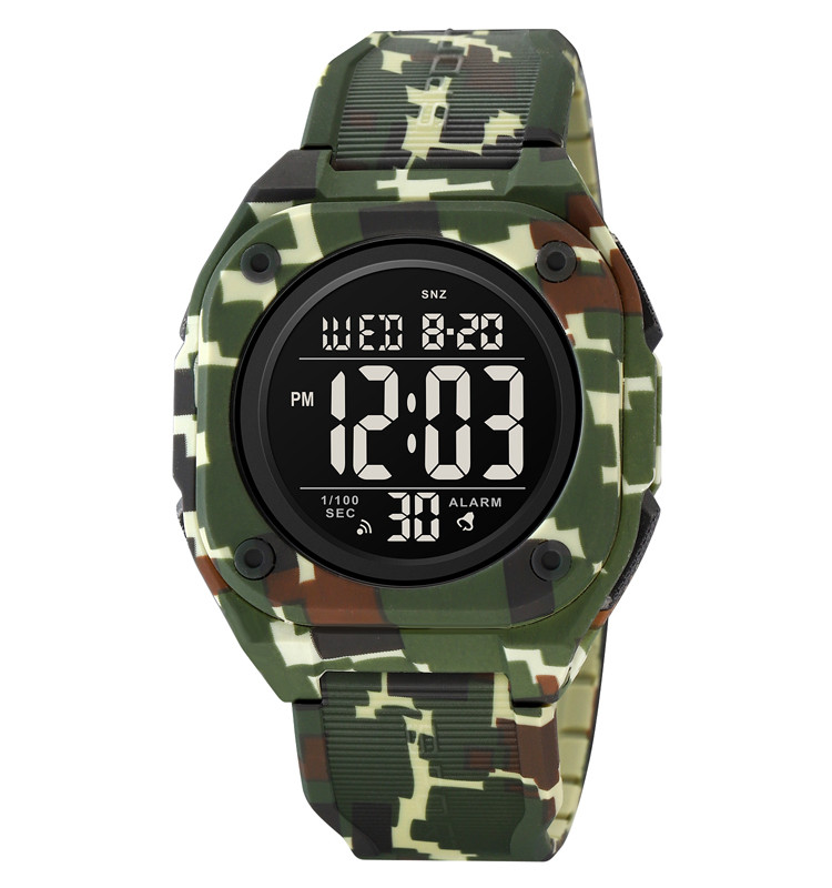 Skmei 2160 чоловічий годинник зелений камуфляж
