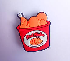 Джибітси, jibbitz на крокси, прикраси, значки для кроксів, тематика фаст-фуд. Бокс із курячими ніжками