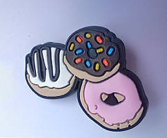 Джибітси, jibbitz на крокси, прикраси, значки для кроксів, тематика фаст-фуд. Пончики 3 шт.