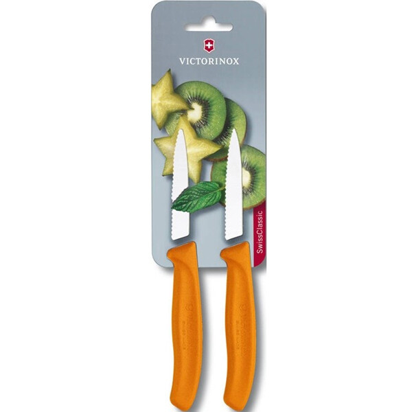Набір ножів кухонних Victorinox SwissClassic, 8 см, серейтор, 2 шт. блістер, жовтогарячі tdi
