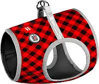 Шлея для собак м'яка Collar WAUDOG Clothes з QR паспортом, малюнок "Шотландка червона", S2, В 46-50 см, С 43-45 см (2992)