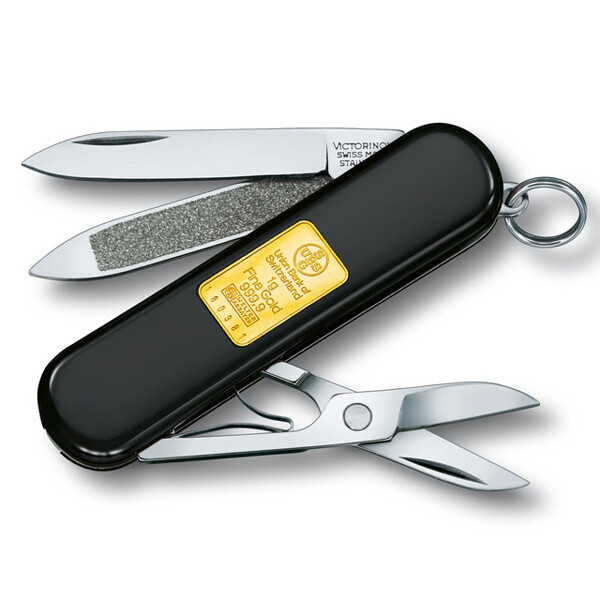 Ніж Victorinox Classic SD чорний із золотою пластинкою tdi