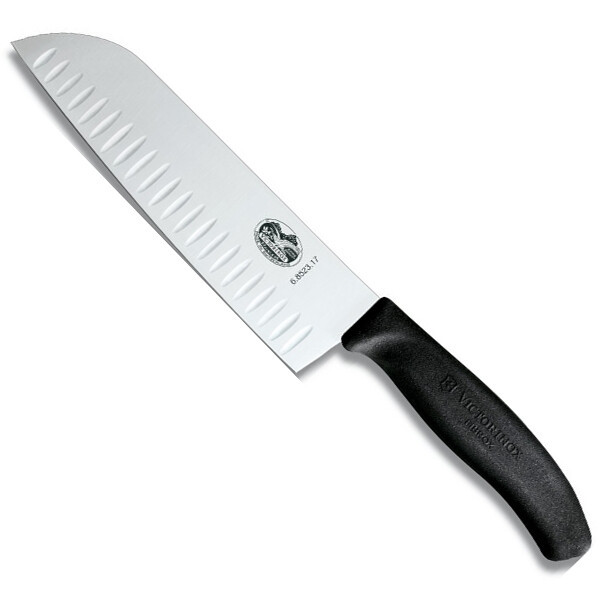 Ніж кухонний Victorinox SwissClassic Santoku Fluted, 17 см, чорний tdi