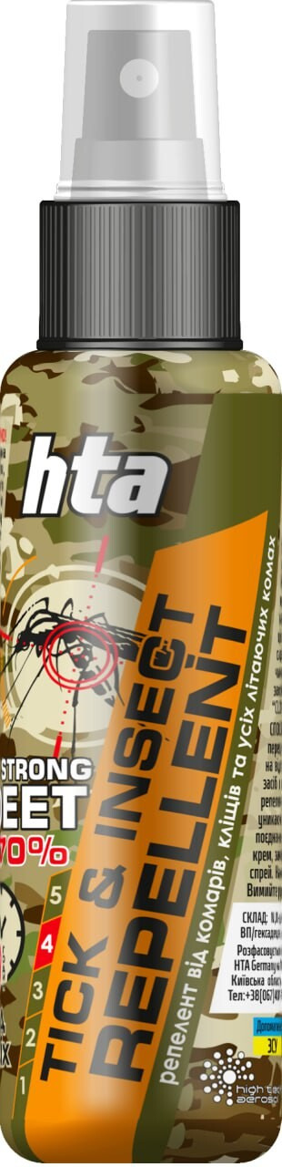 Репелент-спрей від комарах HTA Strong DEET 70% TICK & INSECT REPELLENT 100 ml