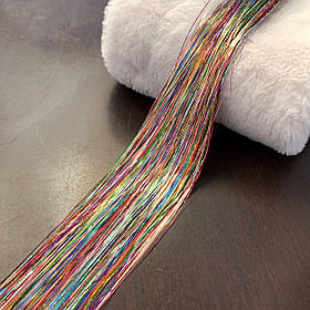 Блискучі нитки 120 см для волосся різнокольорові голографічні