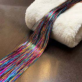 Блискучі нитки 120 см для волосся різнокольорові