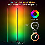 RGB LED Кутовий торшер 61,5" Кутовий світильник Сучасна лампа для підлоги з додатком/примультом/синхронізацією музики/режим DIY/16, фото 9