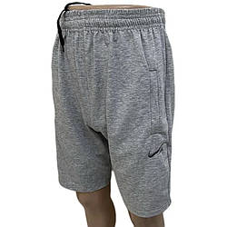 Сірі чоловічі шорти з вишитою емблемою Батал Розміри: 56,58,60,62,64 (27004-1)