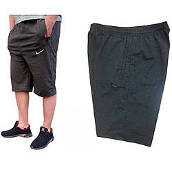 Темно-сірі чоловічі шорти з вишитою емблемою Великі Розміри: 54-56-58-60-62 (27004-4)