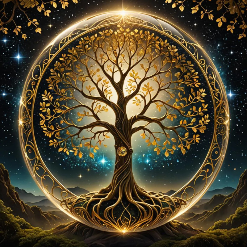 Алмазна мозаїка Дерево життя DMF-495 (40 x 40 см) на підрамнику, фото 1