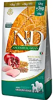 Сухой низкозерновой корм Farmina N&D для собак средних и крупных пород курица с гранатом 15 кг (8010276038135)