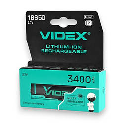Акумулятор Videx 18650 Li-ion 3400mAh 3.7V ІЗ ЗАХИСТОМ !!