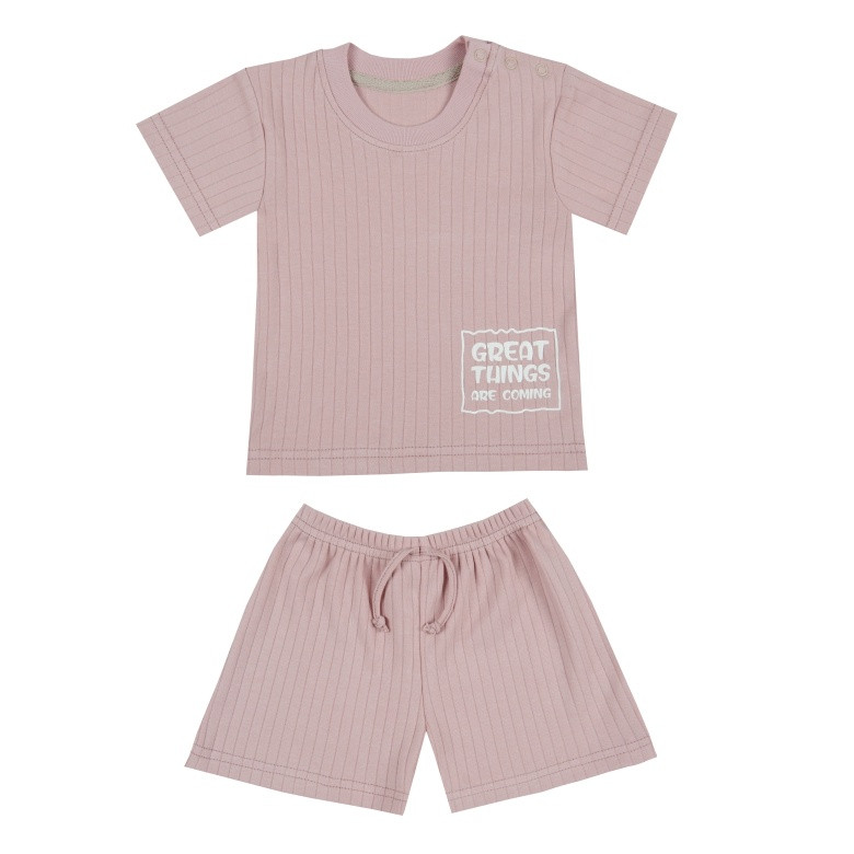 Дитячий костюм для дівчинки (футболка + шорти) GABBI KS-25-11 Бежевий на зріст 68 (14504)