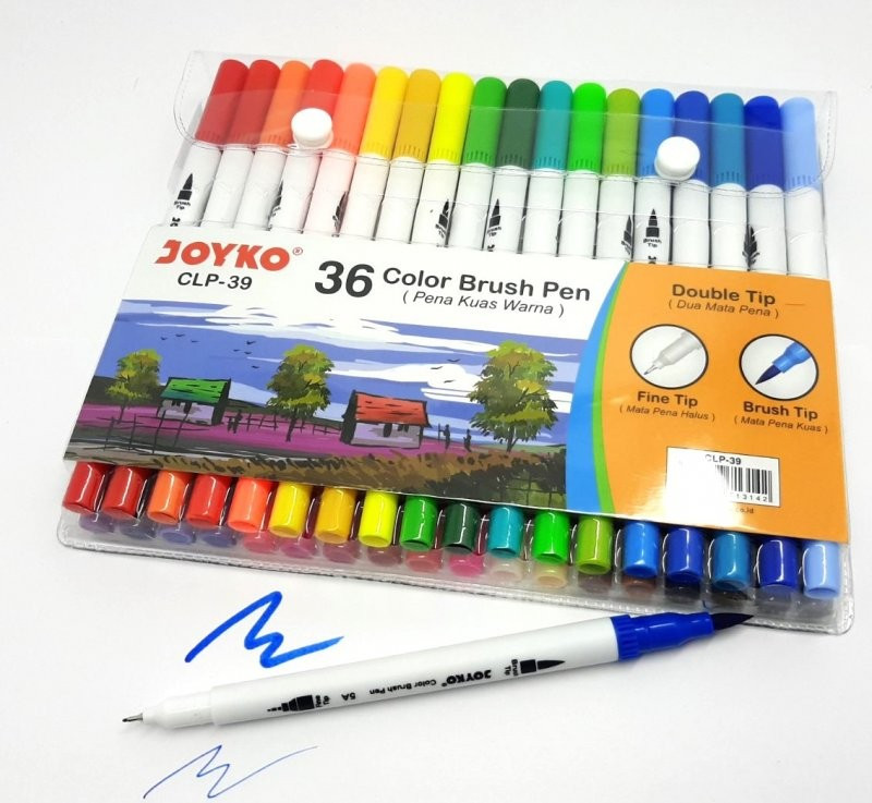 Фломастери 36 кол. двосторонні ТМ JOYKO (пензлик/лінер), CLP-39