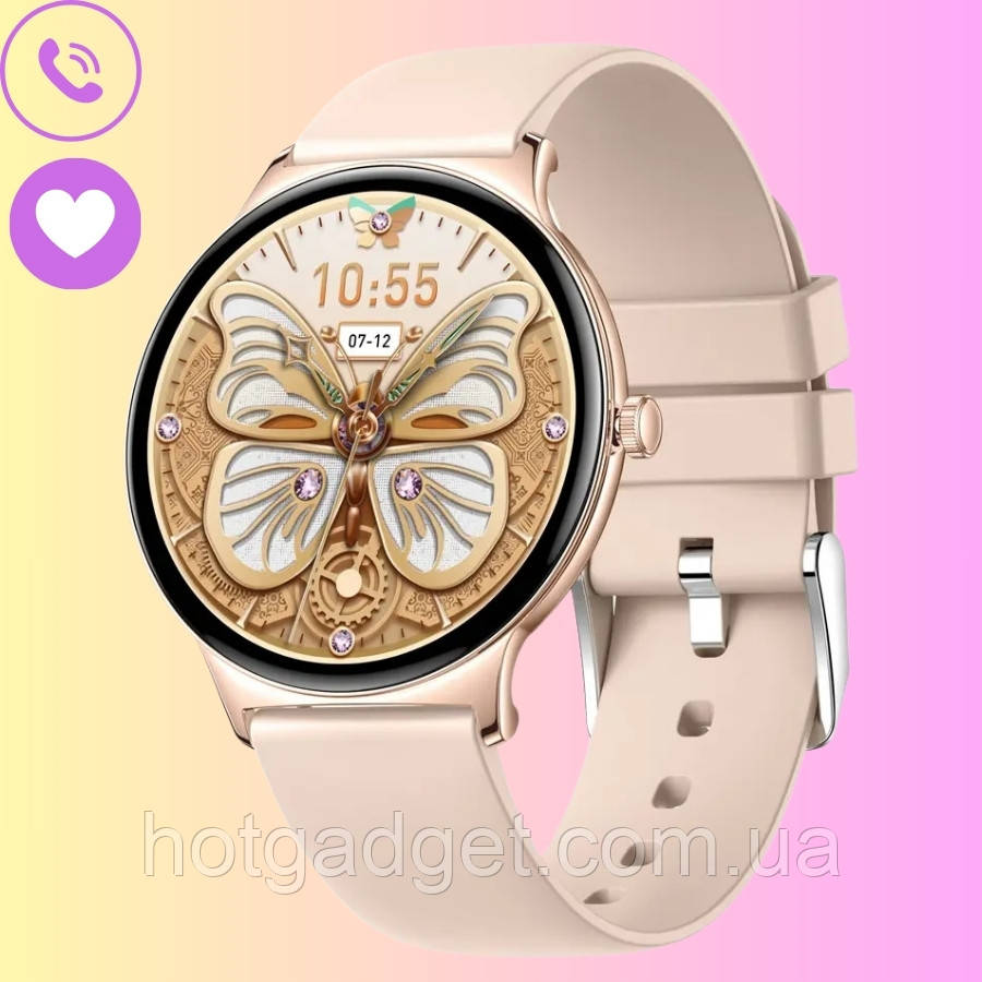 Смарт годинник жіночі Colmi V89 Gold пульсометр, прийом дзвінків, розмова, Amoled екран