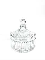 Скляна цукерниця цукорниця 550мл. з кришкою широка