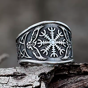 Кільце печатка перстень чоловічий сталевий NORMND 20 з медичної нержавіючої сталі з вегвізером