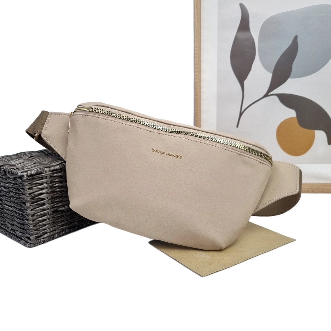Якісна поясна сумка поліестер бежевий Арт.CM7330 beige DavidJones Французька