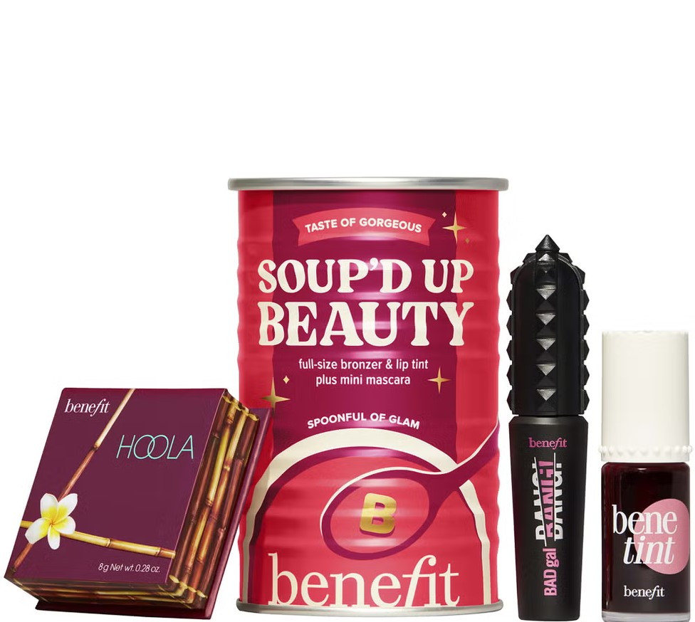 Набір для макіяжу Benefit Soup’d Up Beauty – бронзер Hoola, тінт для губ та щік Benetint та туш BADgal BANG!, фото 1