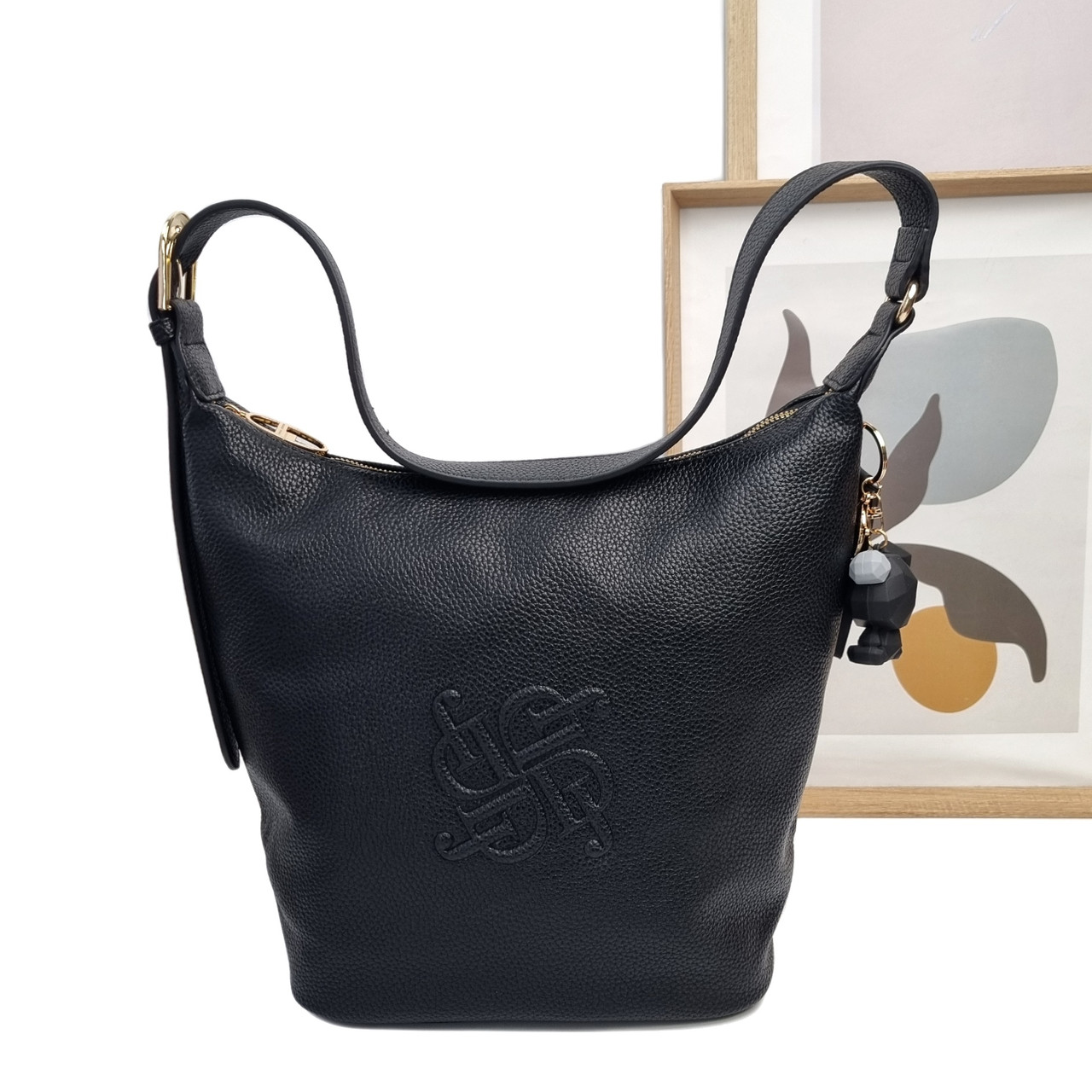 Сумка-мешок экокожа черный Арт.CM7326 black DavidJones Франція