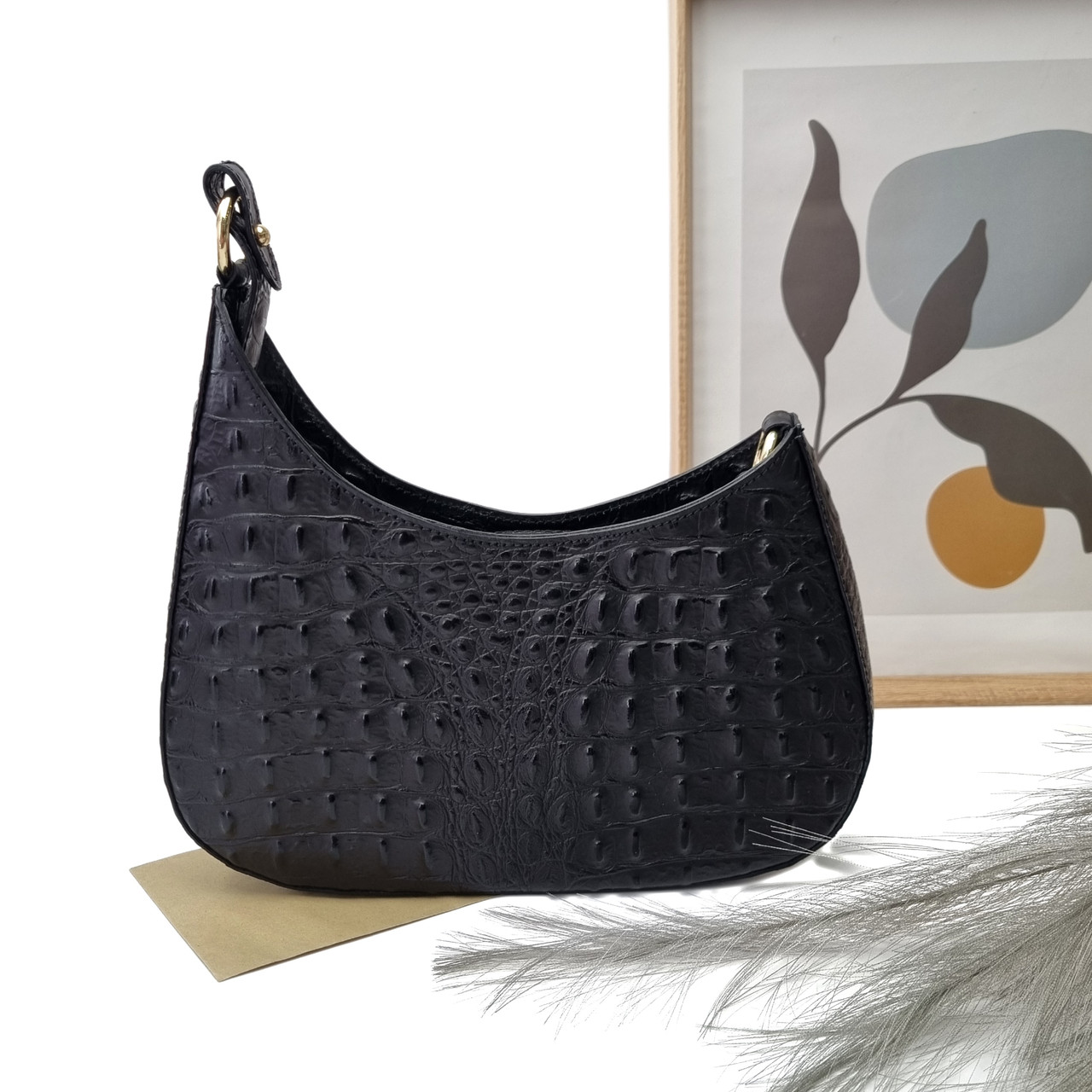 Модна жіноча шкіряна сумка крос-боді чорний Арт.8027-05 (BB) V.P. Італія