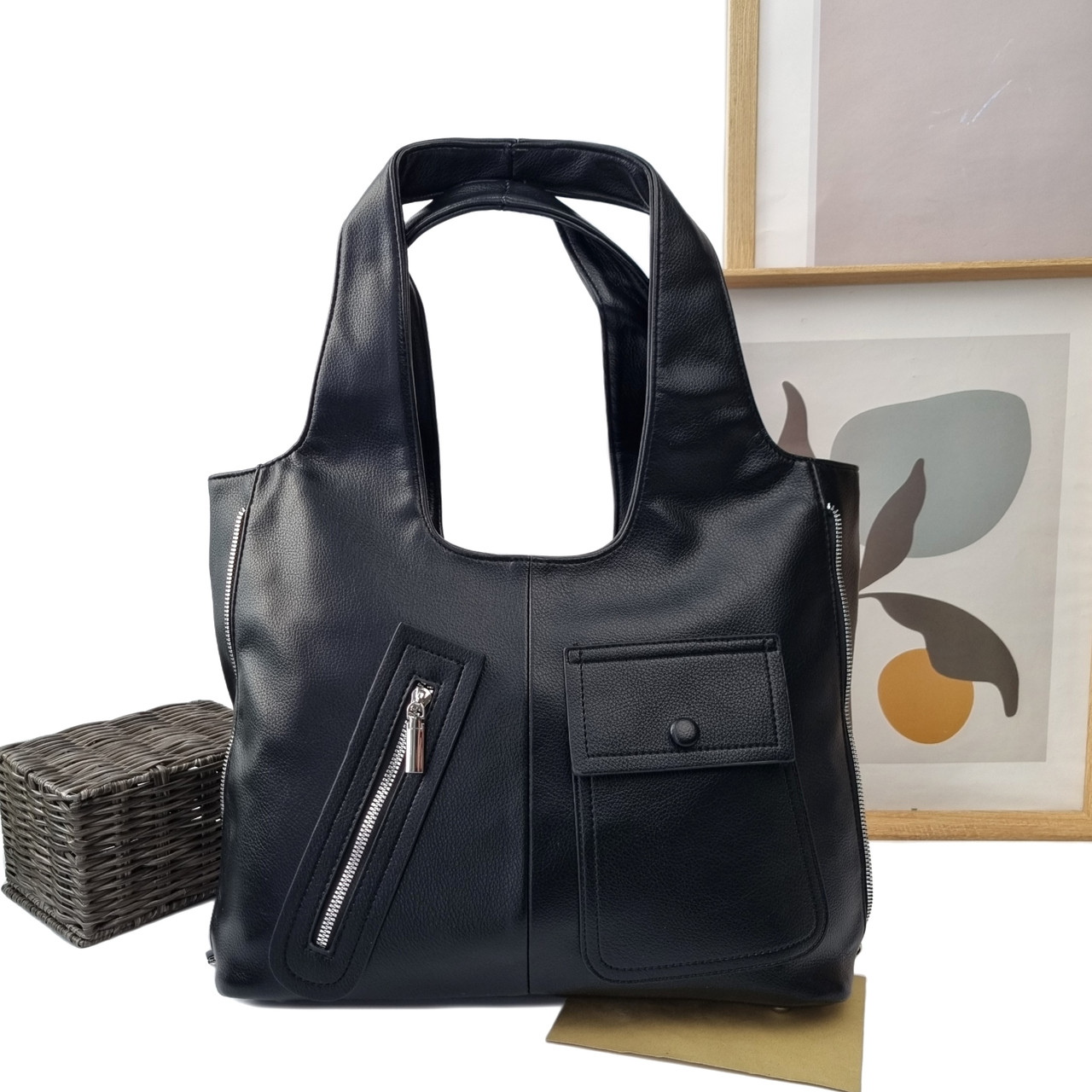 Сумка мішок штучна шкіра чорний Арт.A93898 black Eteral Smile (54), фото 1