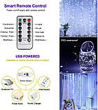 Lezonic Штора гірлянда, 3m×3m 300LED 8 режимів пульт дистанційного керування Таймер Регульована яскравість, Curtain Fairy Light, фото 3