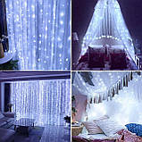 Lezonic Штора гірлянда, 3m×3m 300LED 8 режимів пульт дистанційного керування Таймер Регульована яскравість, Curtain Fairy Light, фото 4