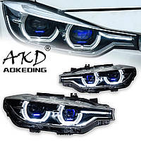 Світлодіодні фари з лінзами та Angel Eyes для BMW F30/F35 3 серії (2013–2018), 320i/325i, DRL