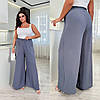 Жіночі легкі весняно-літні широкі штани палаццо із жатки на резинці в талії, з кишенями, батал великі розміри, фото 7
