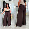 Жіночі легкі весняно-літні широкі штани палаццо із жатки на резинці в талії, з кишенями, батал великі розміри, фото 5