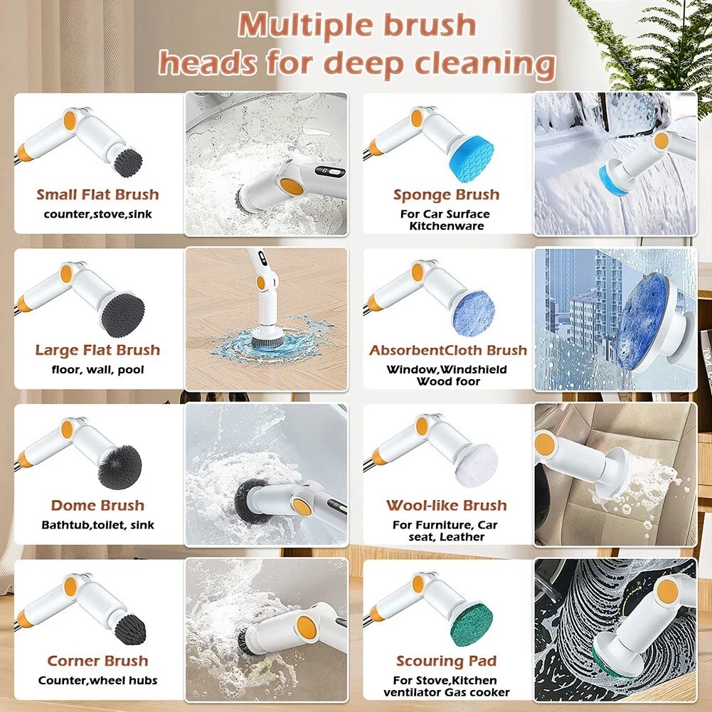 Електрична щітка для миття підлоги з кількома насадками для комплексного збирання., фото 1