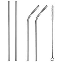 Набір металевих трубочок для холодних і гарячих напоїв Drink Straws 4 шт + щітка для чищення