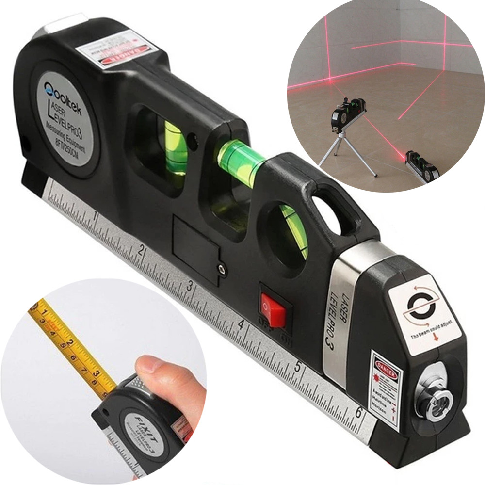 Лазерний рівень 4в1 із вбудованою рулеткою LASER LEVEL PRO 3 / Лазерний нівелір, фото 1