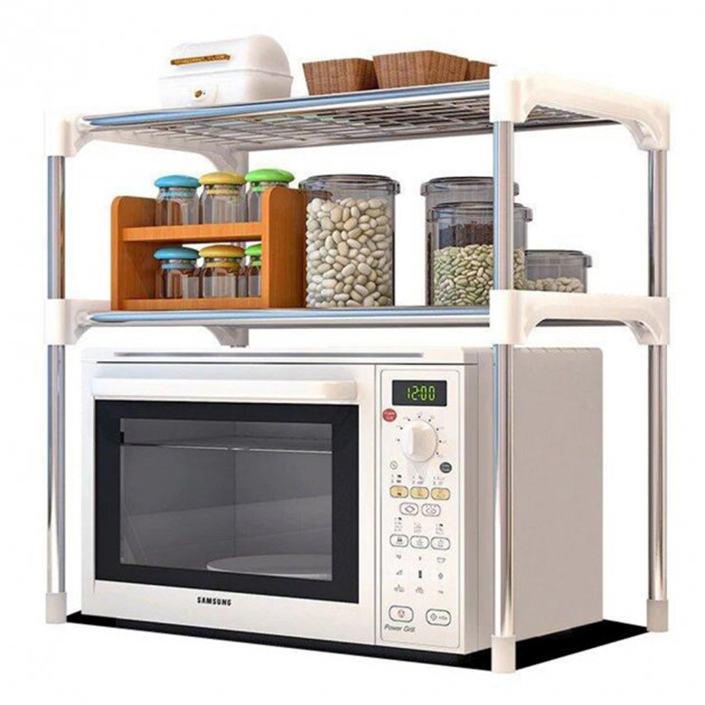 Розсувна полиця органайзер для мікрохвильової печі 49,5-85х60,5х25 см / Стелаж кухонний / Універсальна етажерка, фото 1