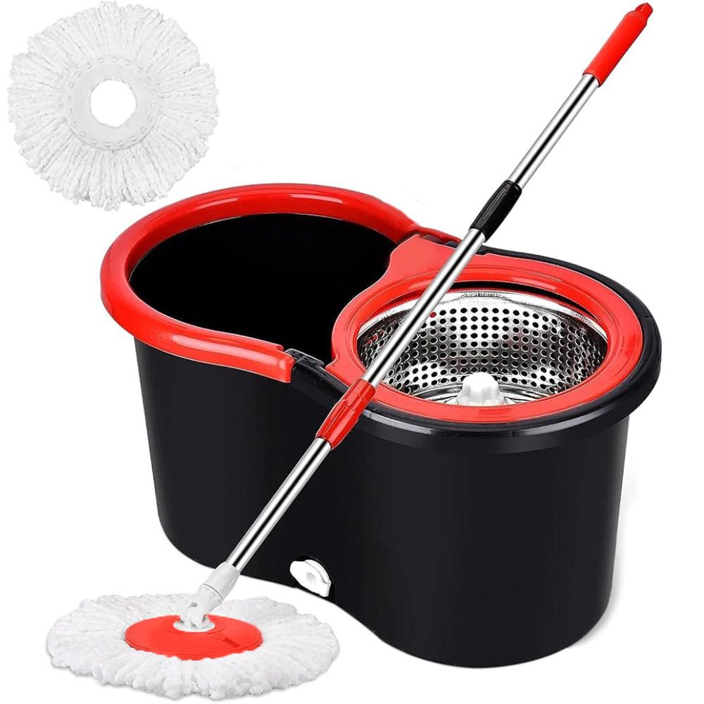 Комплект швабра з ведром і автоматичним віджимом 10л, Spin Mop 360 / Турбо швабра ледарка для підлоги, фото 1