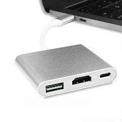 Перехідник USB Type-C - HDMI 4K, Buro Сірий / Адаптер-перехідник / Адаптер-конвертер / Конвертер