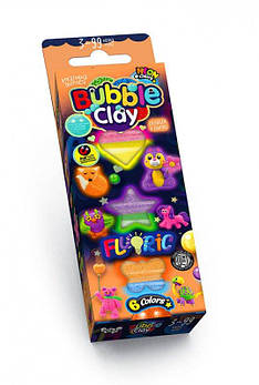 Кульковий пластилін "BUBBLE CLAY" Fluoric 6 кольорів укр. BBC-FL-6-01U,02U