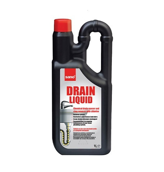 Засіб для очищення водостоків Sano Drain Liquid 1 л, фото 1
