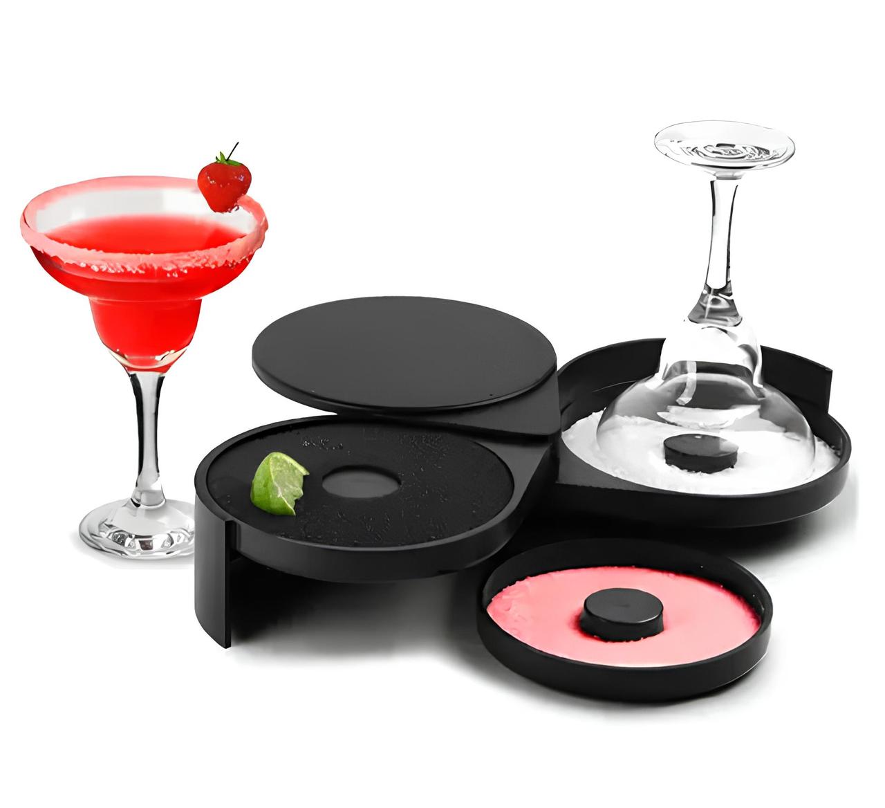 Барний риммер триступеневий для коктейлів Salt Sugar Lime Juice RESTEQ — професійний декоратор для прикрашання келихів сіллю,