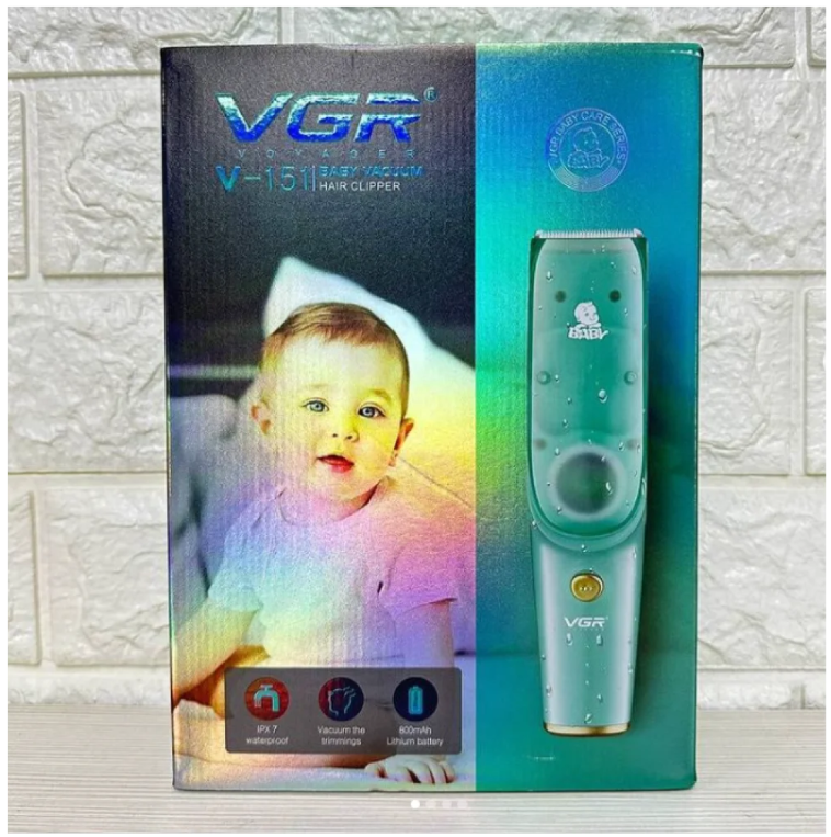 Машинка для стриження дітей VGR V-151 безшумна з витяжкою та змінними насадками, фото 1