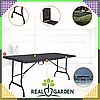 Складаний стіл валіза для кемпінгу, саду або банкетів (180x74x74 см), Чорний, фото 6