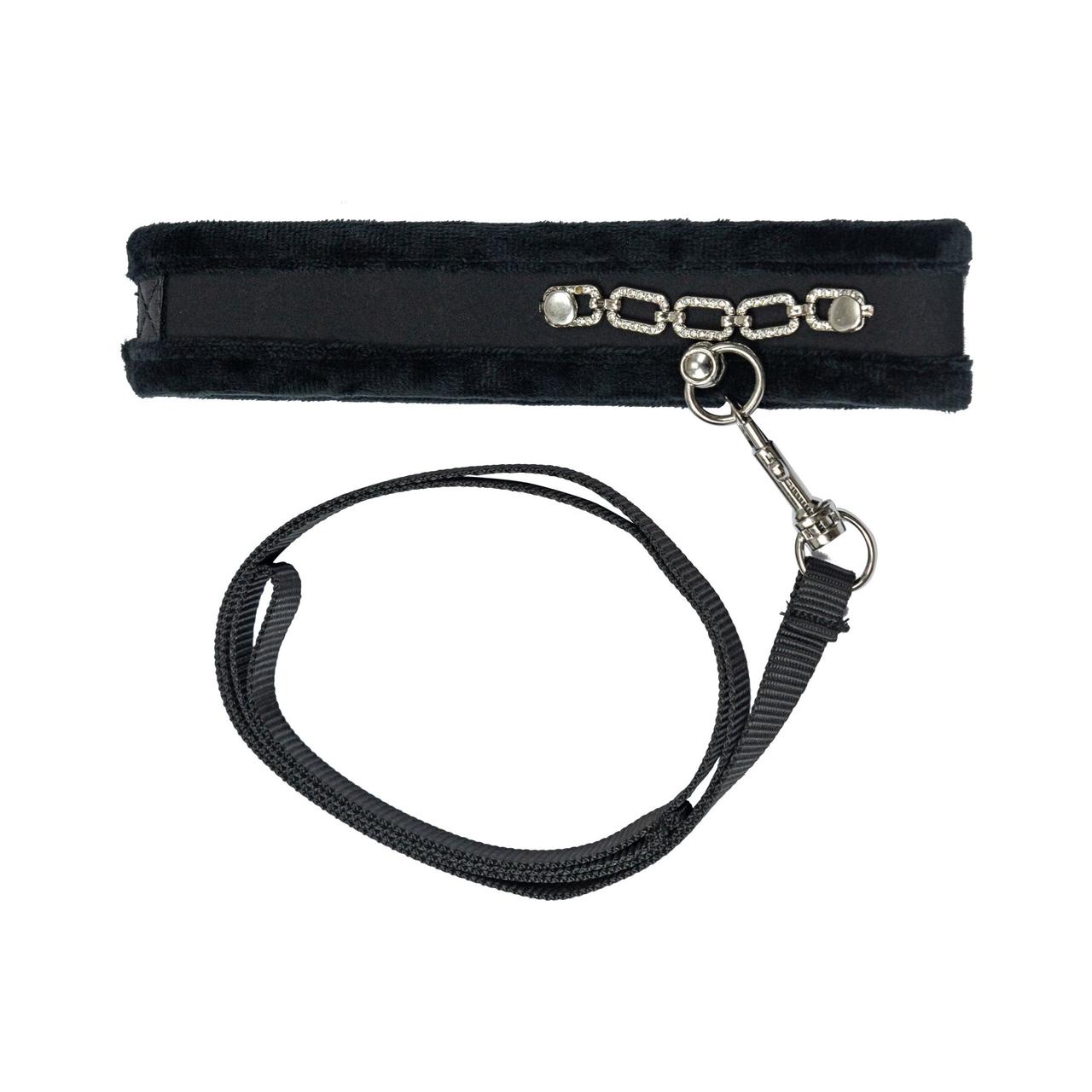Нашийник із повідцем Punishment — Crystal Collar & Leash — Black