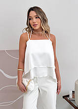 Топ з воланами білий Fashion ART KNIT
