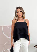 Топ з воланами чорний Fashion ART KNIT